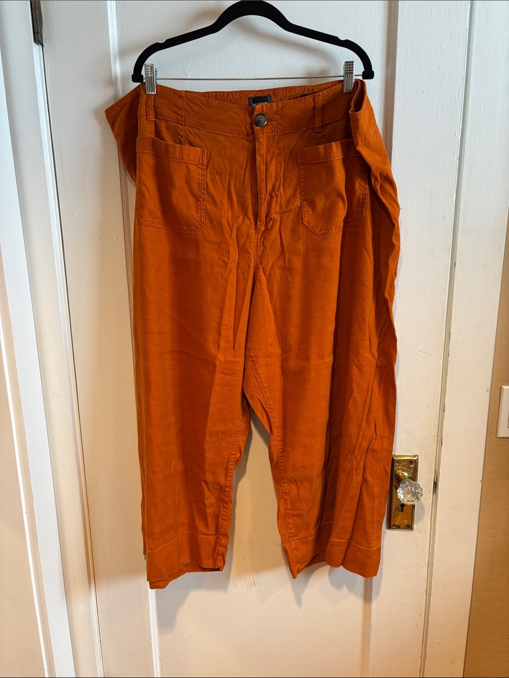 Maeve 3X Orange Casual Pants with patch pockets on front and back.